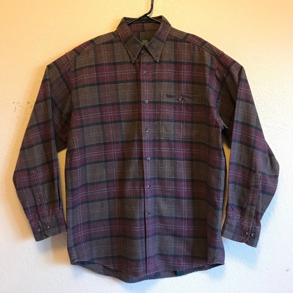 Orvis Mens Plaid Flannel Button Down Shirt XL 100%